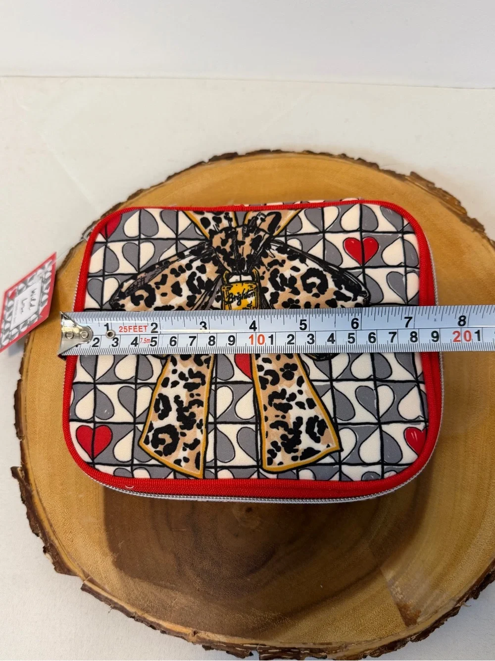 Brighton Wild Love‎ Jewelry Case Leopard Print Bow with a Cat Print Zip Closure